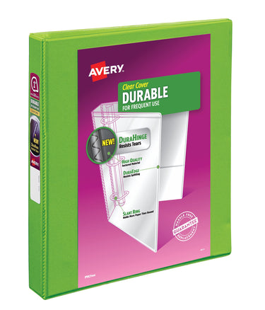 Avery Durable View 3 Ring Binder, 1 Inch Slant Rings, 1 Green Binder (17832) 1